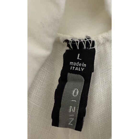 ONZ Made In Italy 🇮🇹 White Linen Handkerchief Hem Skirt L Pockets Inizio - Picture 5 of 8